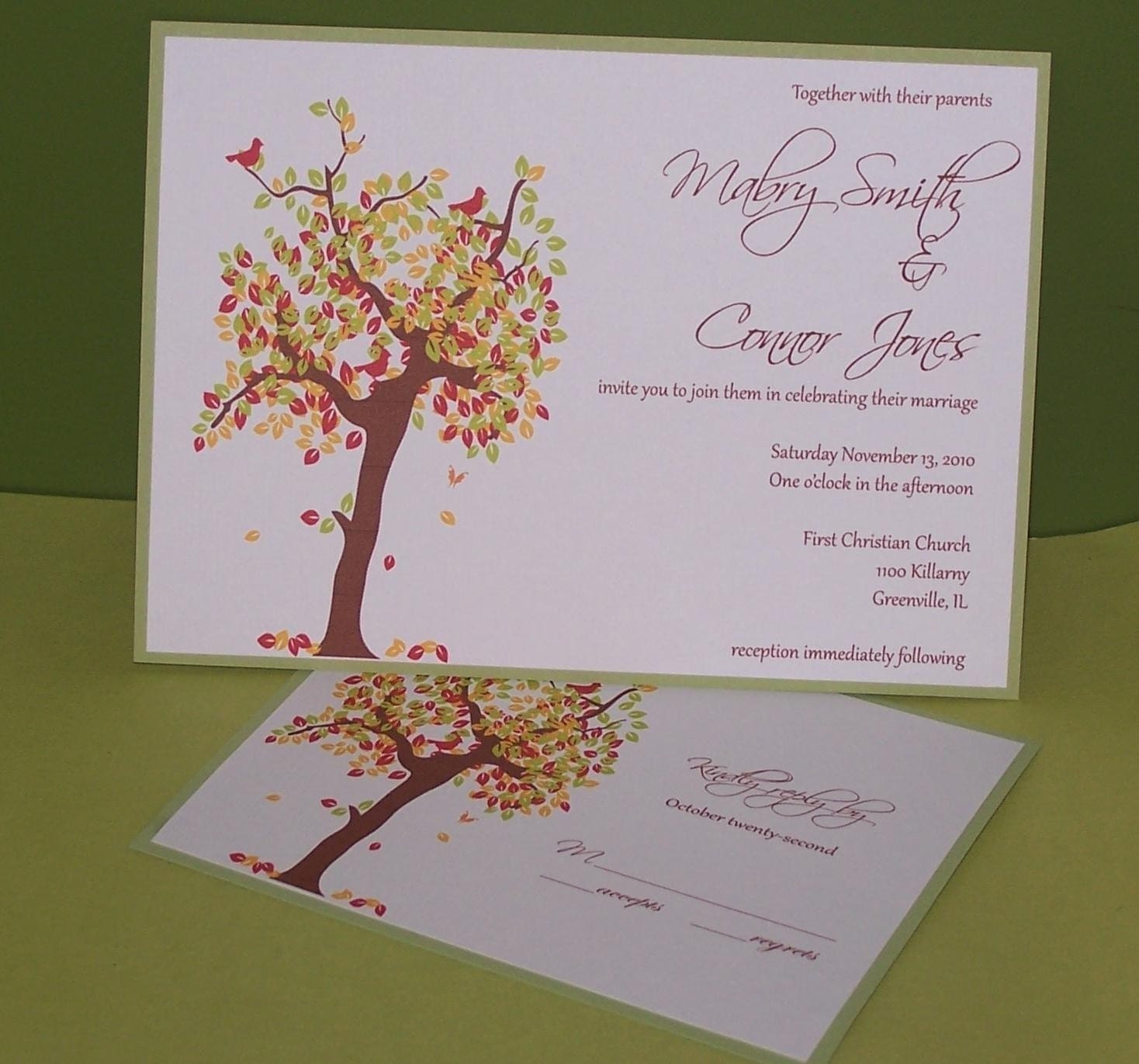 Personalized Wedding Invitation Fall Tree, Autumn SAMPLE Il_570xn