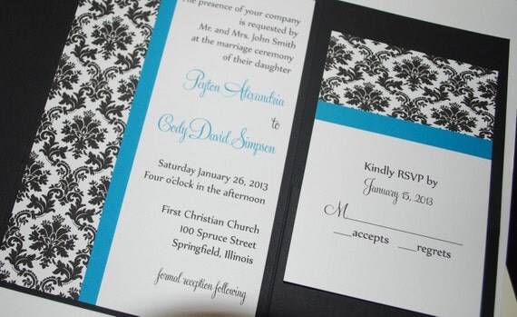 Personalized Wedding invitation Stripe Damask Pocketfold (SAMPLE ONLY) Il_570xn