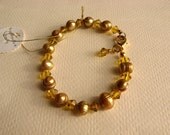 Topaz Sparkle Bracelet Golden Pearls and Crystals