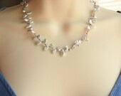 Elegant White Keishi Pearl Necklace With Sterling Fish Clasp