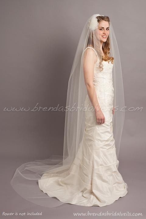 Illusion Tulle Bridal Veil 90" Single Layer - White, White Sparkle, Diamond White, Diamond White Sparkle, Ivory, Ivory Sparkle
