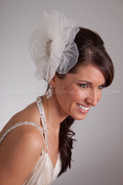 Illusion Tulle Bridal Pouf with Crystal Brooch - Dani