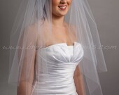 Illusion Tulle Bridal Veil Double Layer 30" & 36" - White, Diamond White, Ivory, Champagne, Black, More Colors, Matte, Sparkle