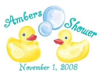 Rubber Duck baby shower favor tags, name cards