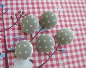 Light Grey Gray White Polka Dots Handmade Cloth Fabric Sew On Buttons 0.8 / 1 / 1.1 Inches 5's