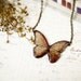 Autumn red script butterfly necklace