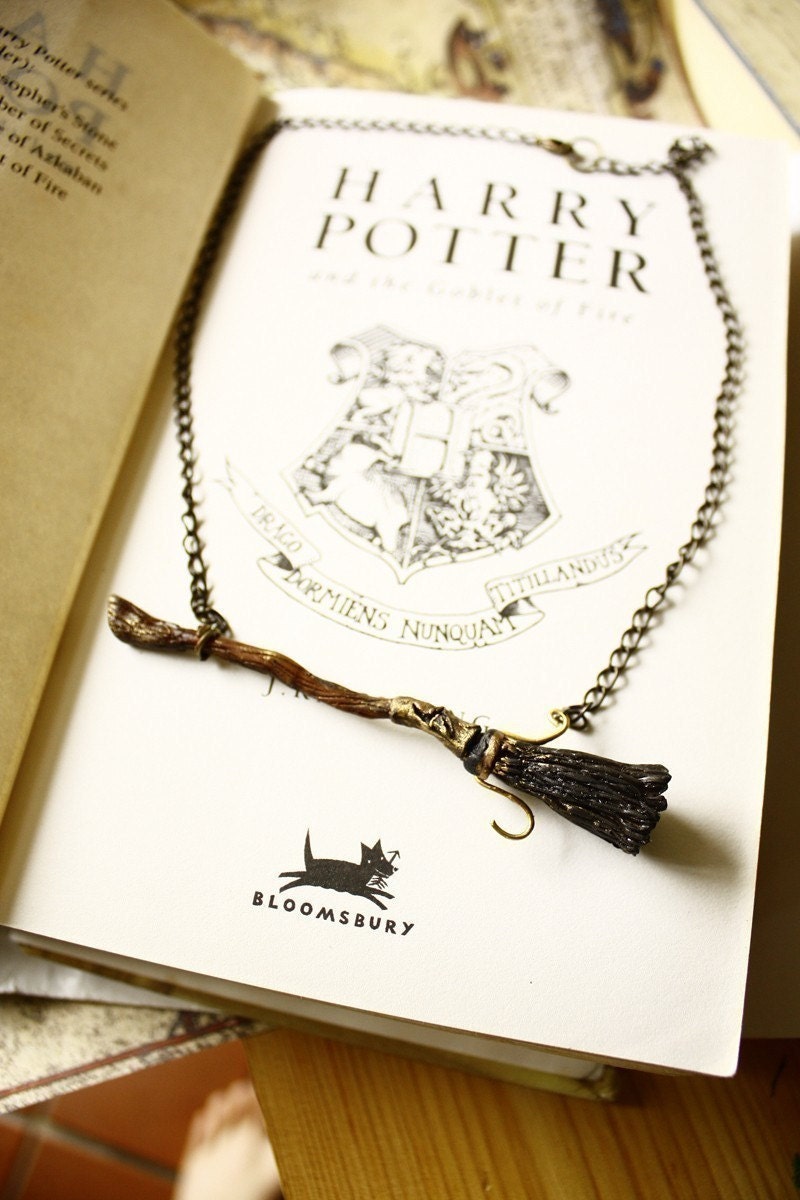 RESERVED for FUFUFOX 3 X Harry Potter Firebolt broom necklace with Snitch