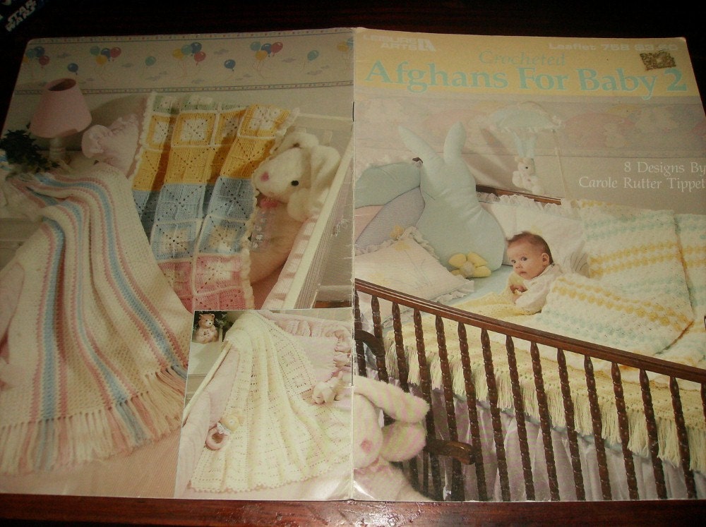 Baby Crocheting Afghans for Baby 2 Leisure Arts 758 Crochet Pattern Leaflet