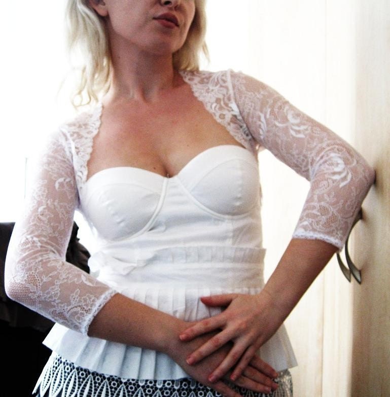 ivory colour RADAR ivory lace bridal bolero jacket ivory wedding shrug ivory bridal shrug lace bolero