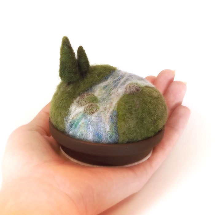 Pines on the River - Home Decor Miniature Scene Made To Order Woodland Theme Nature Display