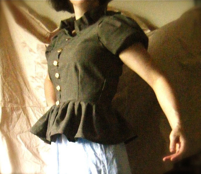Miss Bergamot - Victorian Blouse in Brown Suiting w Vintage Buttons