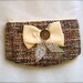 Grand. Tweed zipper pouch w/ bow and vintage button