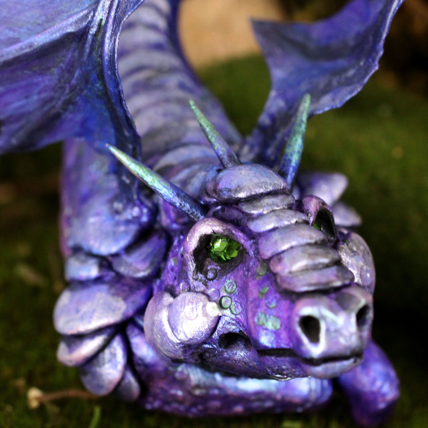 Dragon, Purple Tail Hanging Ornament, Vidar the Serpentine Warrior Dragon Figurine