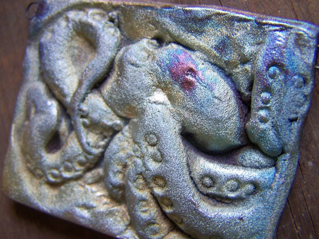 Nautical Deep Sea Gamochonia the Octopus Raku Pendant