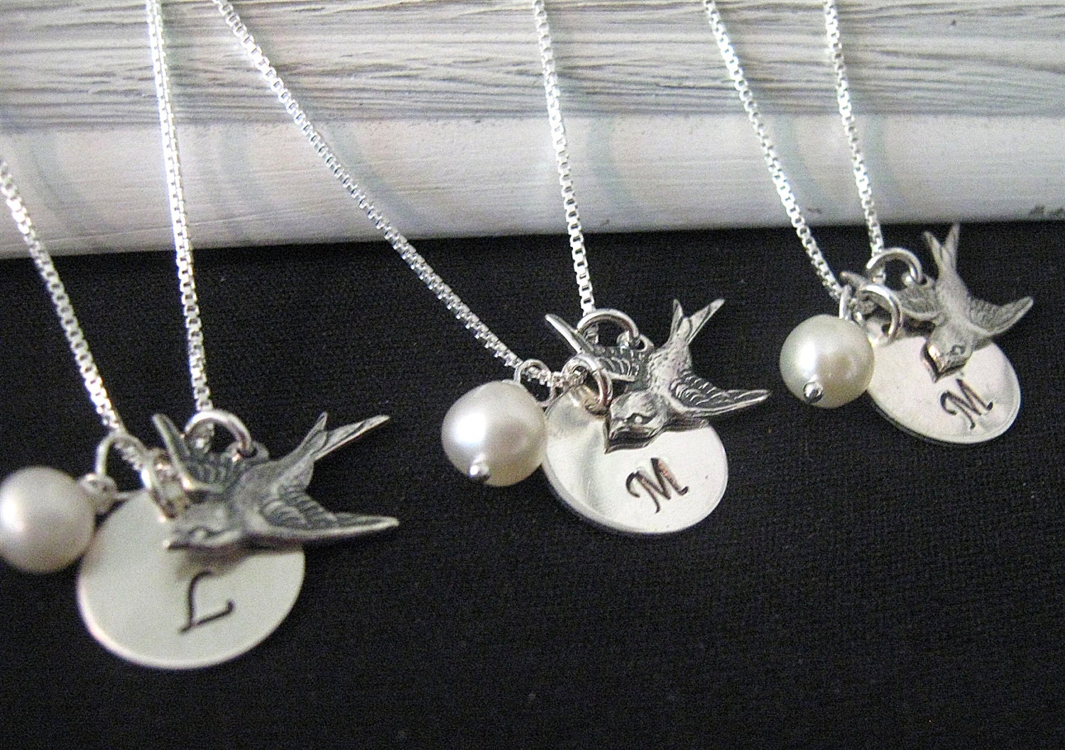 Bridesmaid Jewelry - Bridesmaid Necklaces - Set of 3- Bridesmaid Initial Necklace