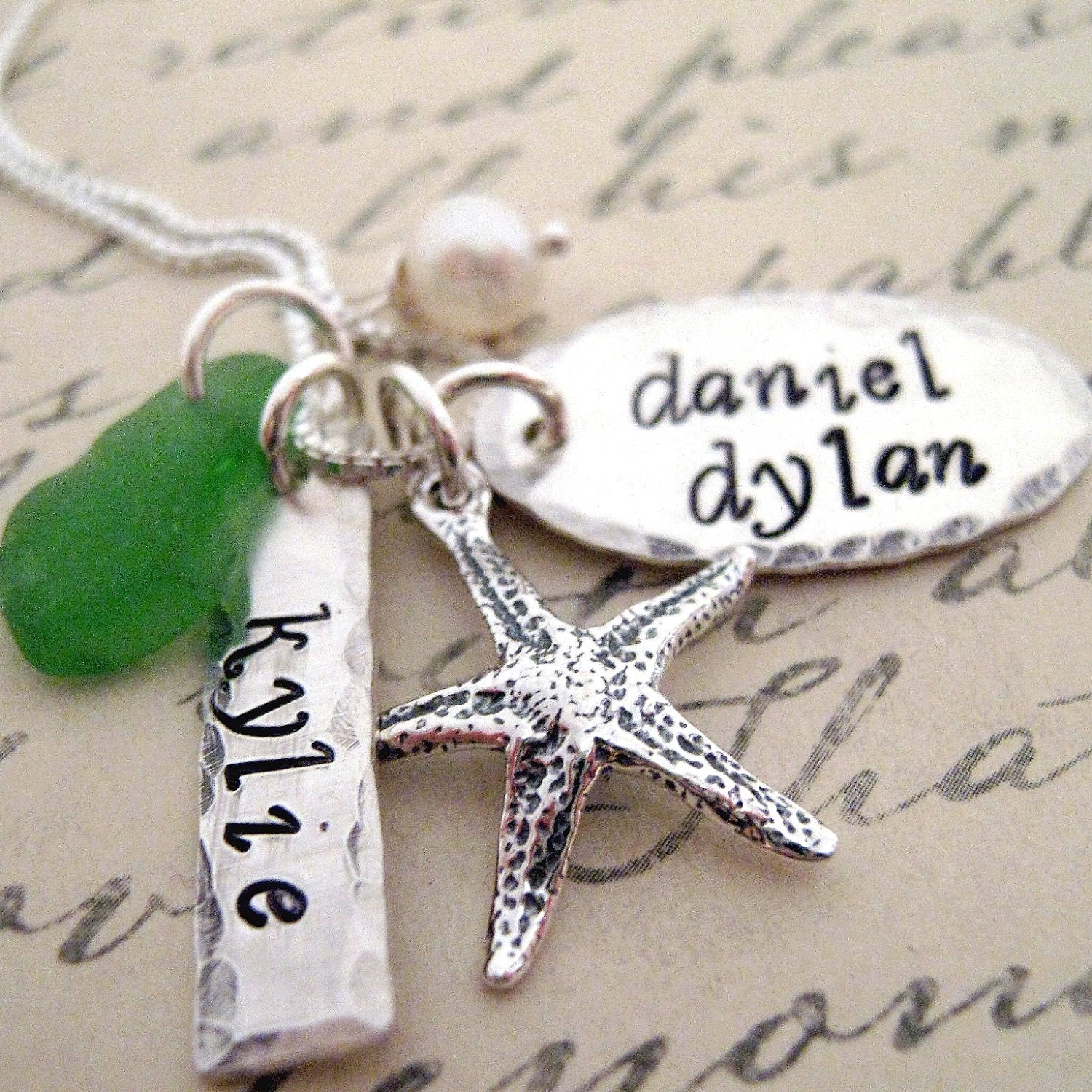 Starf Fish Mothers  Necklace -Hand Stamped Star Fish  Necklace - Beach Necklace - Personalized Mothers Necklace