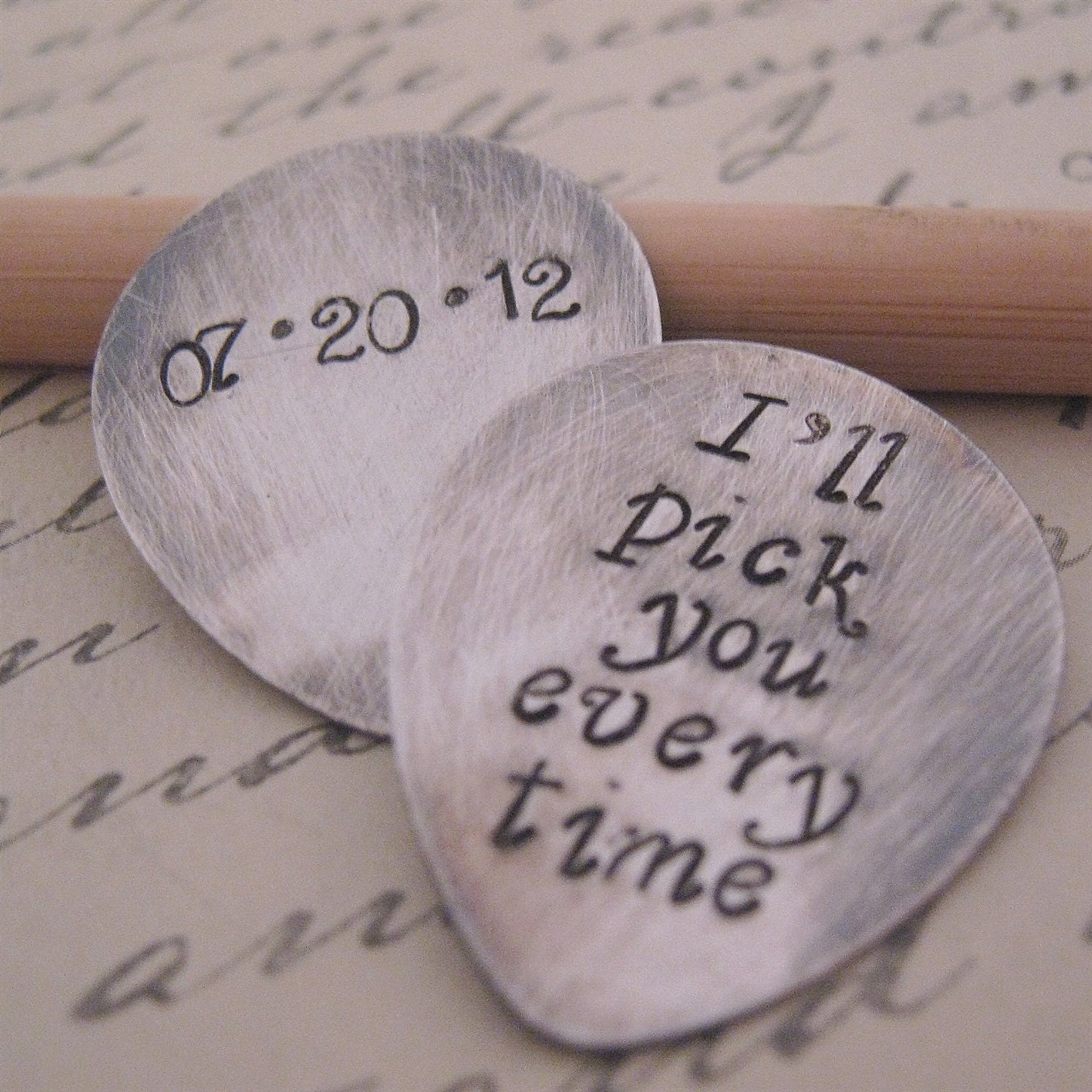 I'll Pick You gift set - wedding groom gift - sterling silver guitar picks - personalized guitar picks - anniversary