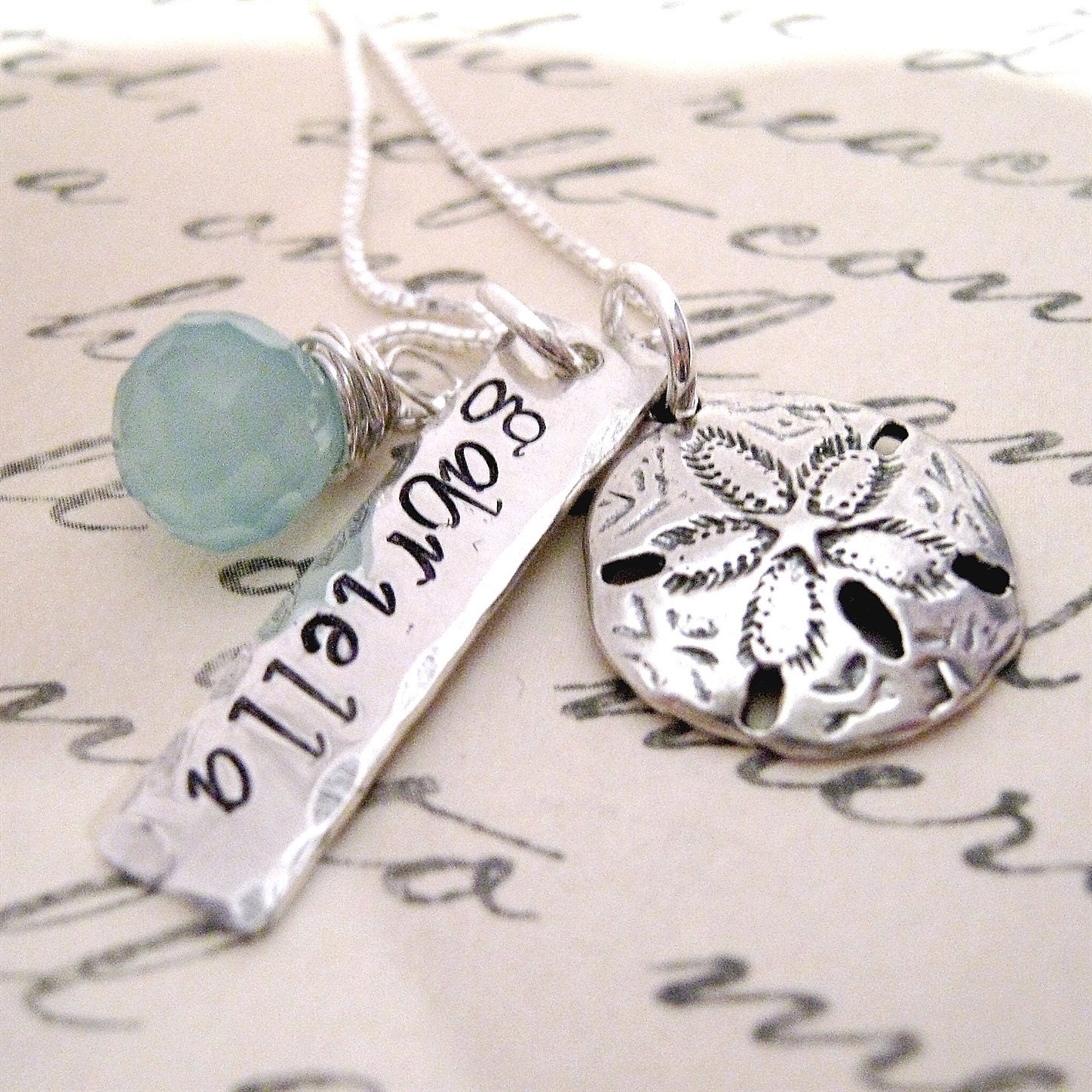 Personalized Necklace - Sand Dollar Necklace - Beach Necklace - Personalized Name Jewelry - Beach Charm Necklace