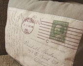 Vintage Linen Post Card travel neck pillow with Kapok or buckwheat hulls