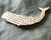 Moby Dick whale brooch - classic book page jewellery
