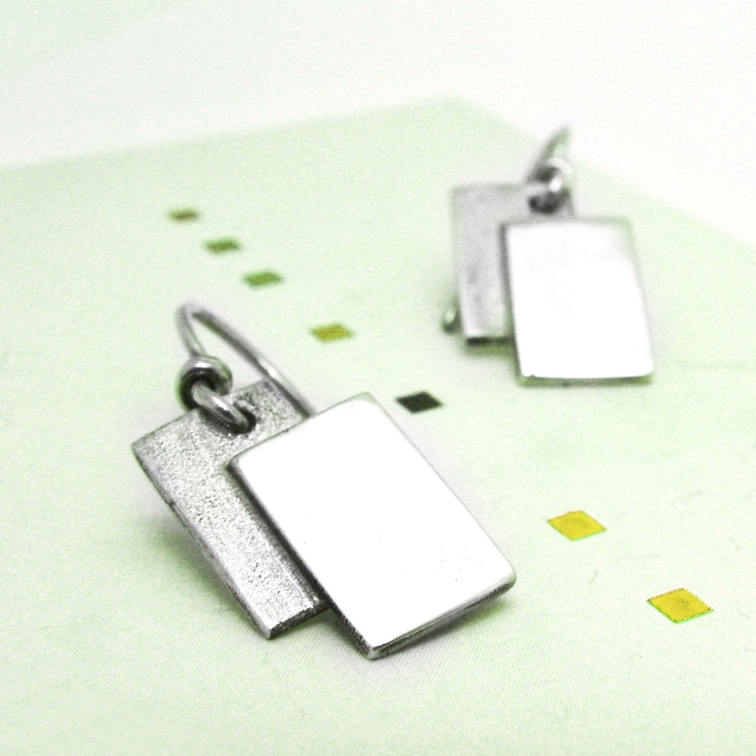 Double rectangle Earrings-sterling silver