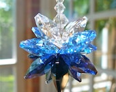 Midnight Blue -  Swarovski Crystal Suncatcher, 5", with Blues, Black, and Clear Crystal Octagons - Beautiful Car Charm - HeartstringsByMorgan