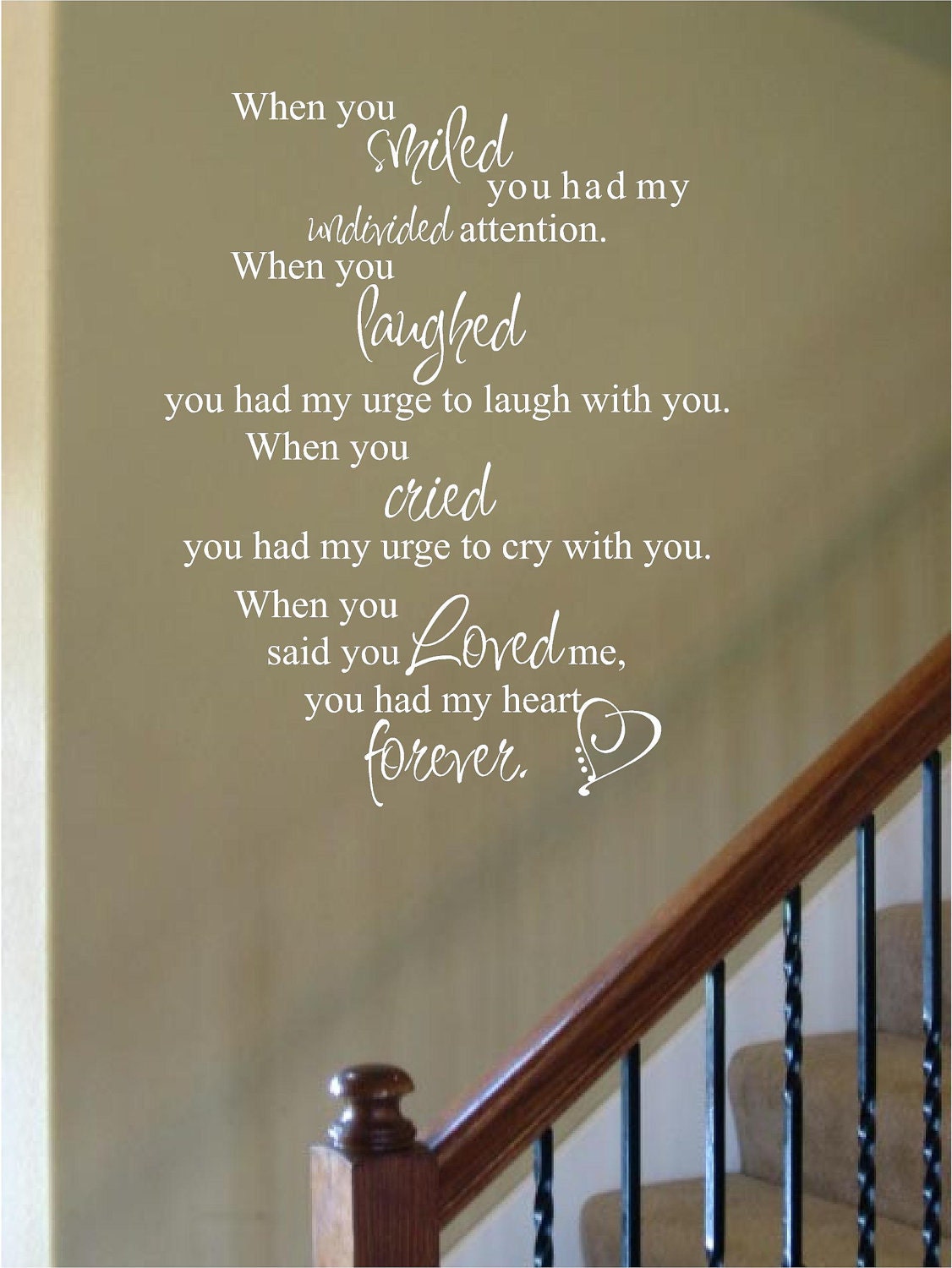 When you smiled laughed cried loved forever Wall Art In Words Vinyl Lettering Sticker Decal Free Shipping to U.S.
