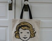 Tote Bag Screen Print Children Girl Woman Blond Brunette Red Head Library Canvas