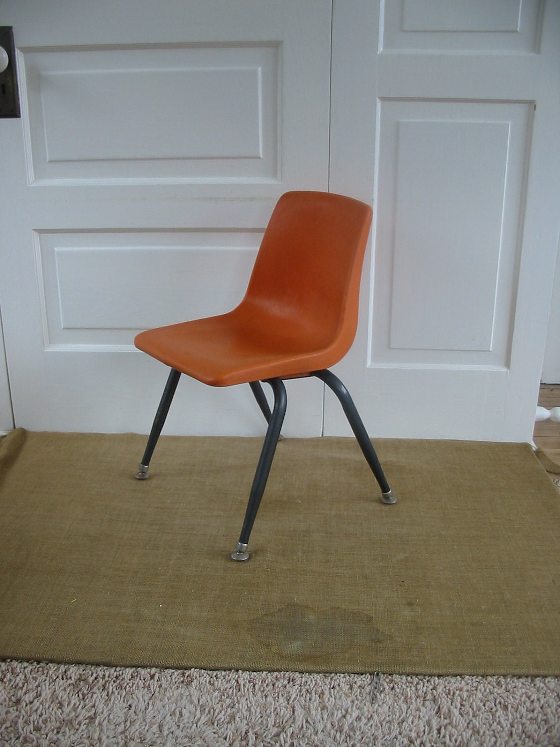 Vintage Children Chair Furniture Orange Mod Nursery Decor Boy Unisex