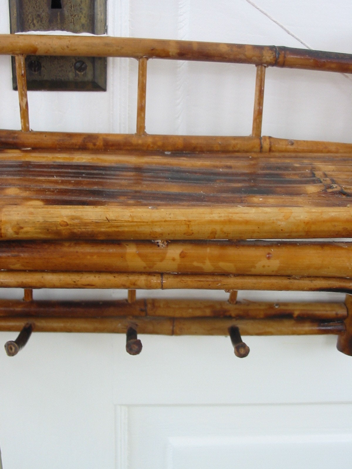 Vintage Bamboo Shelf with Hooks