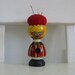 Vintage Girl Pin Cushion Wood Kitsch Sewing