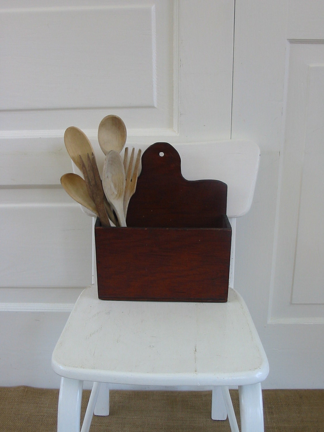 Wood Box Carrier Primitive Rustic Handmade Vintage