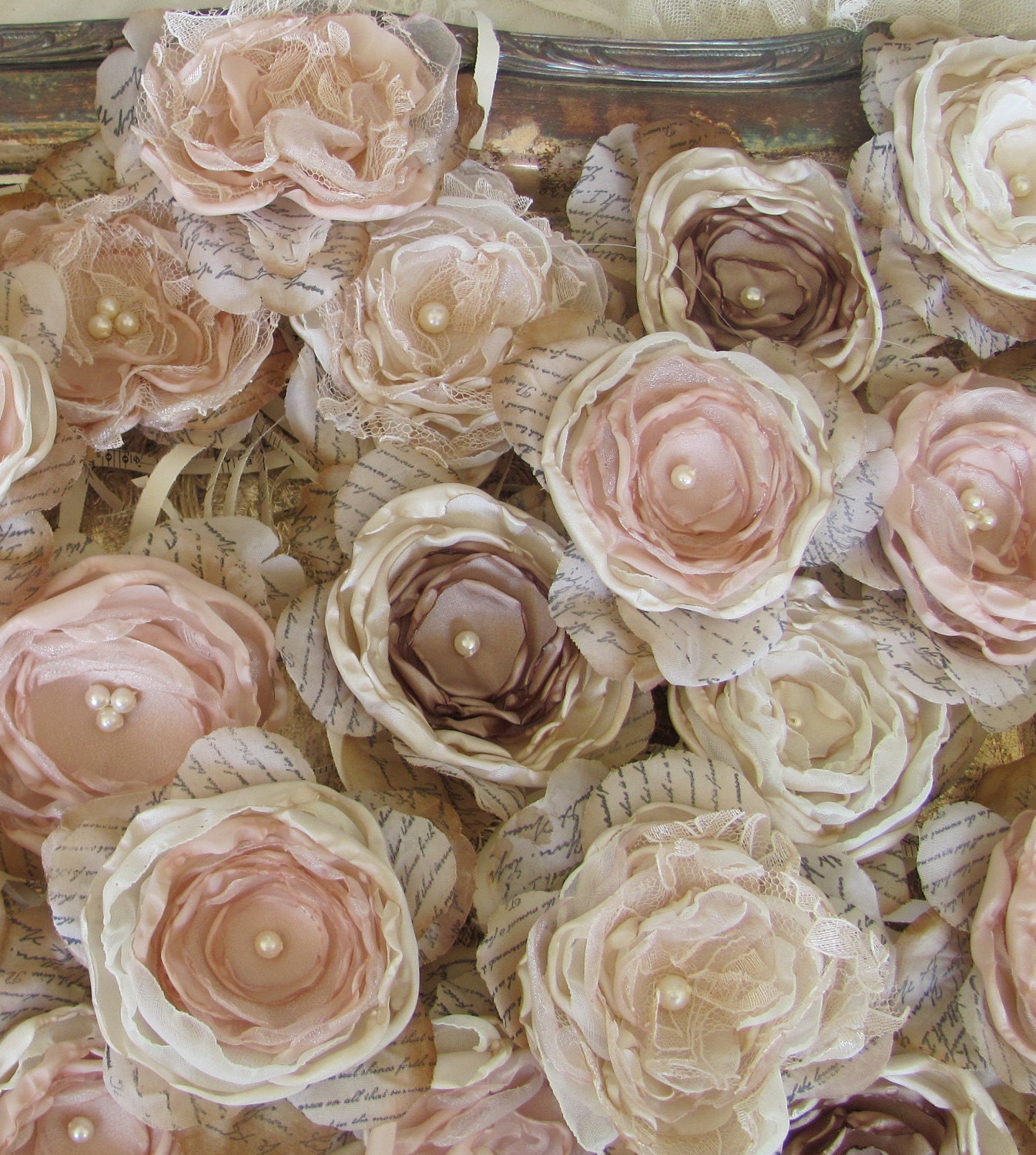 Fabric Flowers for Wedding Decorations Custom Order any Color Set of 24