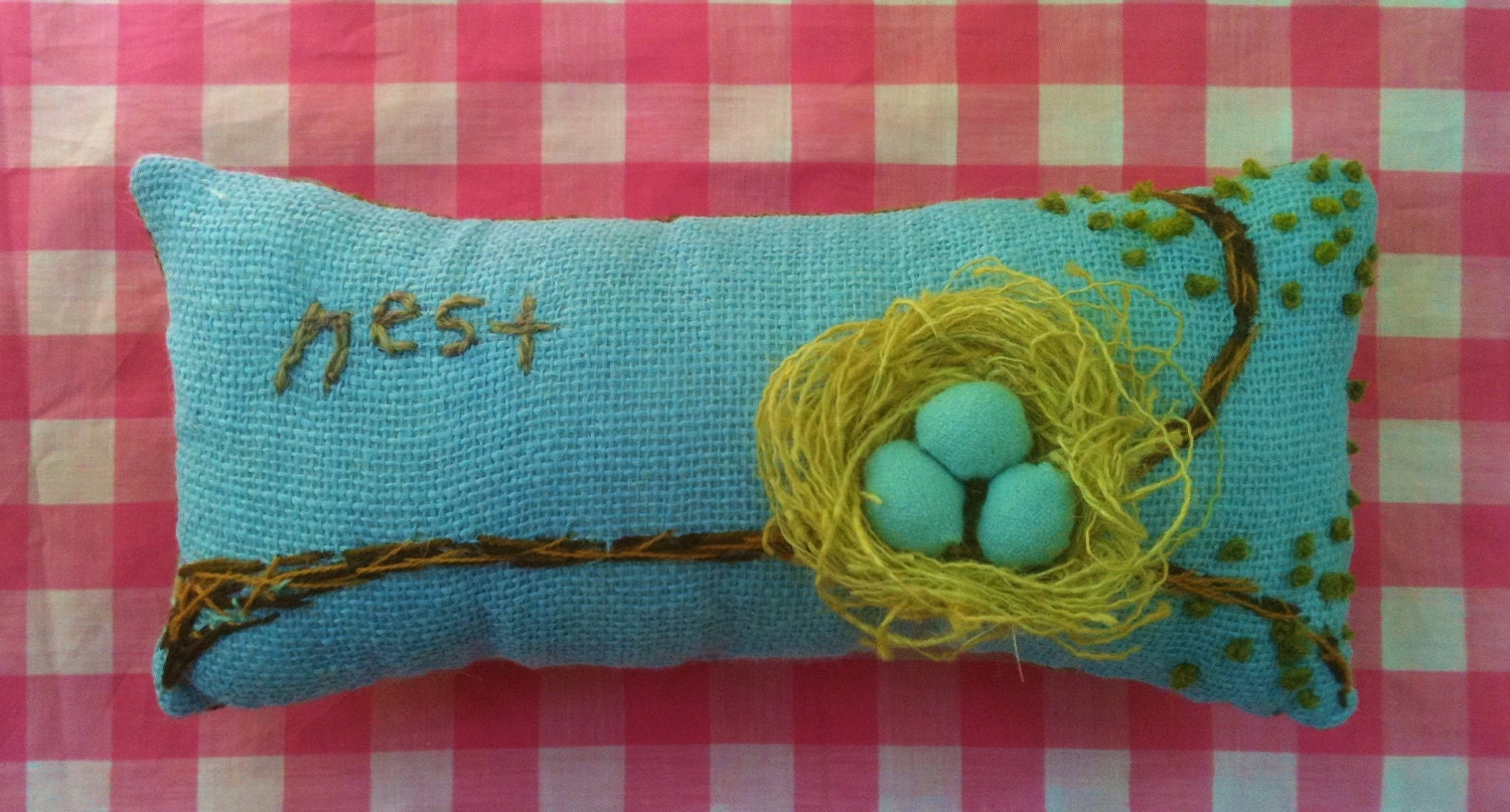 Nest Hand Embroidered Nursery Pillow