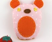 Baby Bear Plush Toy Softie Pink Orange Cute Nursery Childrens Decor Ready to Ship