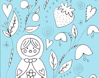 PDF Pattern Nesting Doll Hand Embroidery Matryoshka Russian Flowers Cute