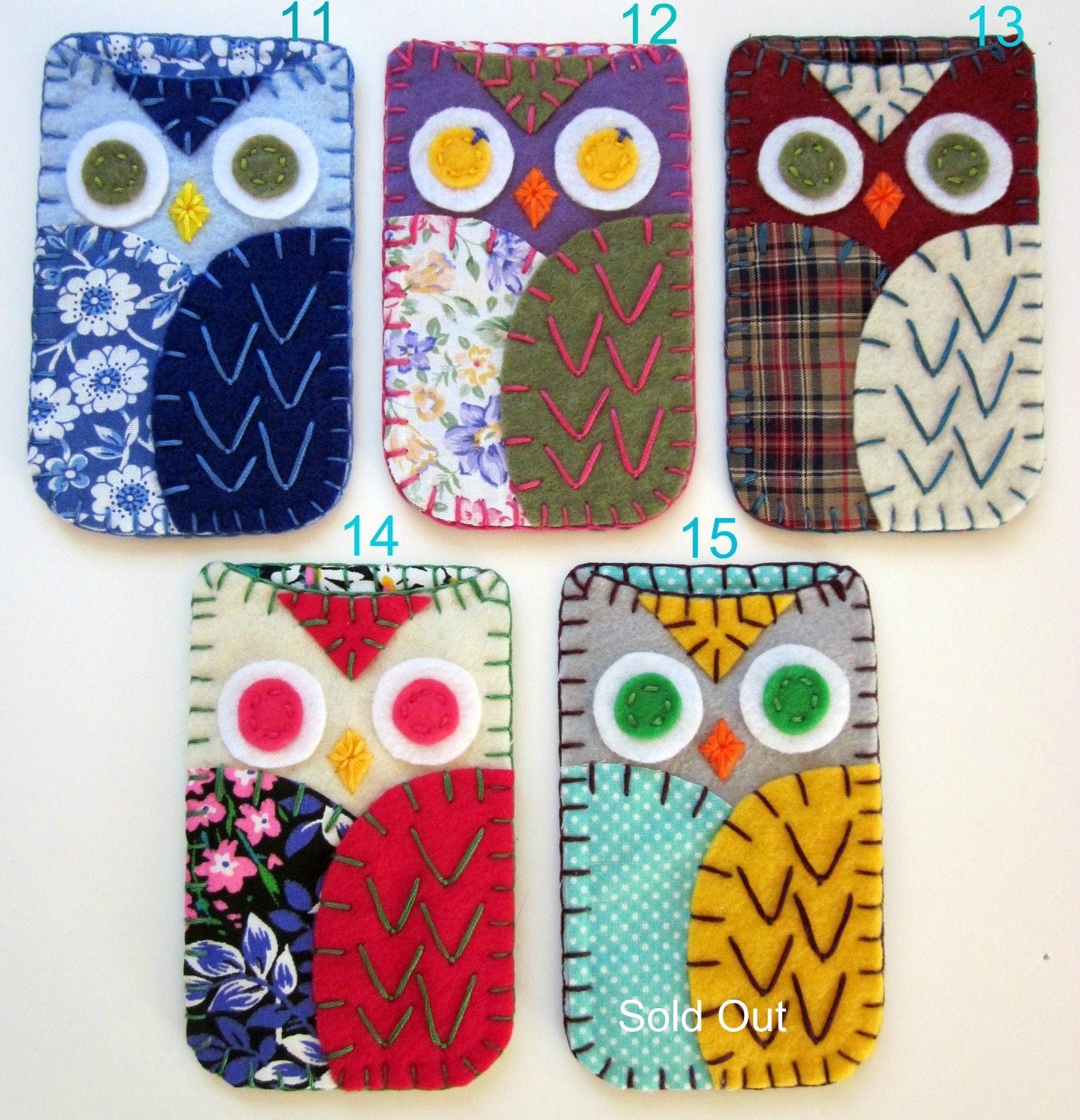 Your Choice Felt Owl Iphone 5 Samsung Case Cozy  MADE TO ORDER
