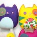 Wholesale Lot of 6 Felt Kitty Cat Plush Toys Softies Stuffed Animal Party Favors Gifts