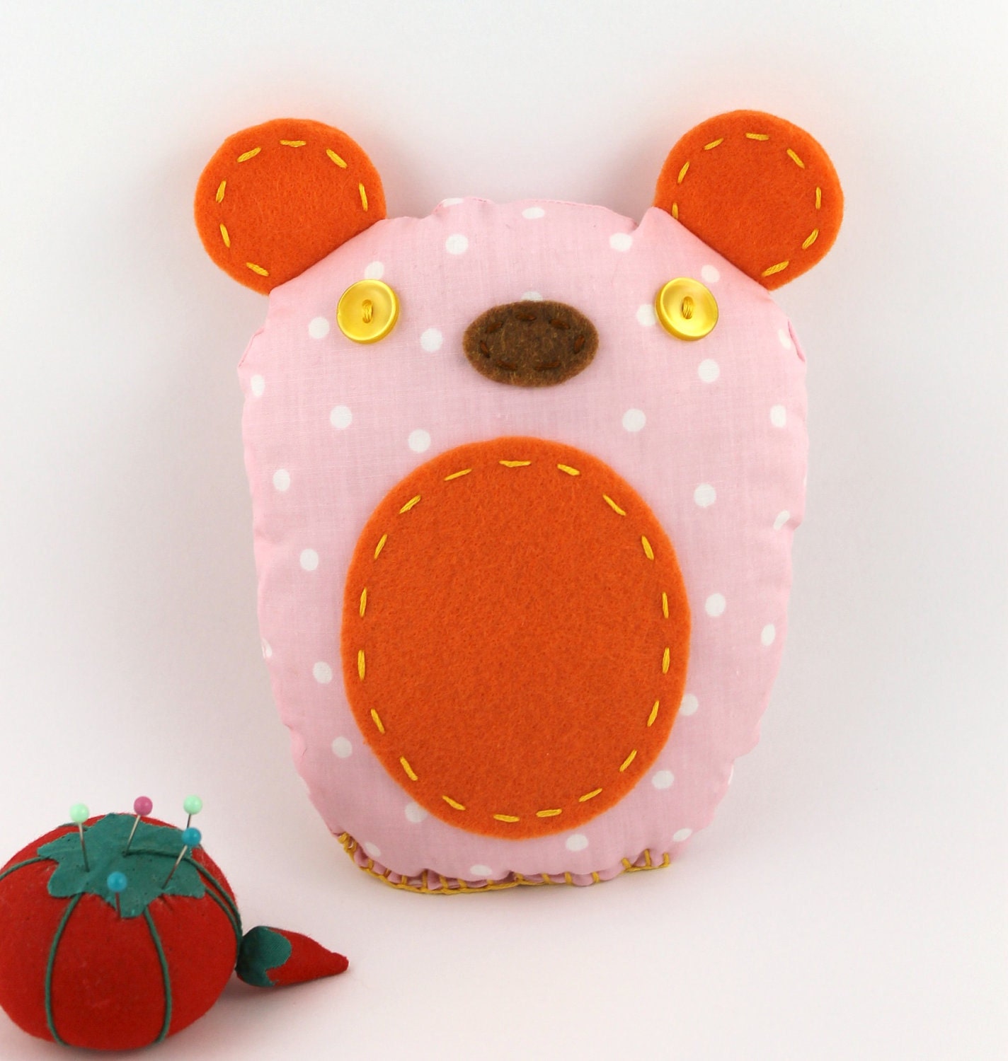 Baby Bear Plush Toy Softie Pink Orange Cute Nursery Childrens Decor Ready to Ship