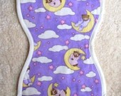 Handmade contour burp cloth for your baby - purple sleepy bears - READY TO SHIP