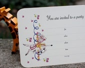 Retro carousel horse- Birthday party invitation (set of 10)