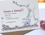 Fairy on Mushroom and butterfly Woodland-Birthday party Invitation (set of 10)