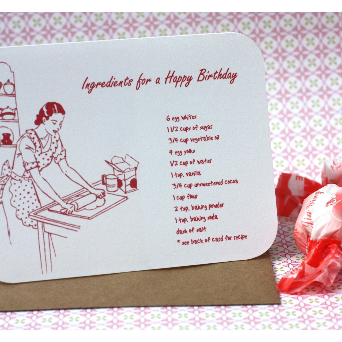 Happy Birthday recipe card- Retro