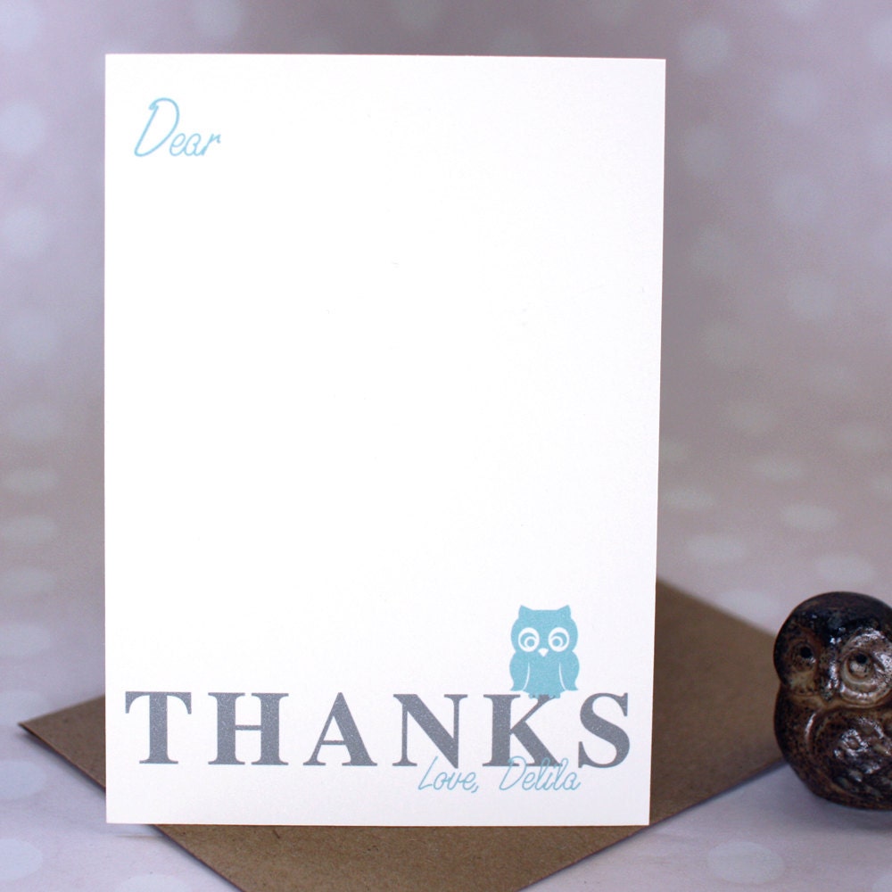 Baby Owl-Personalized Thank You Card (set of 10)