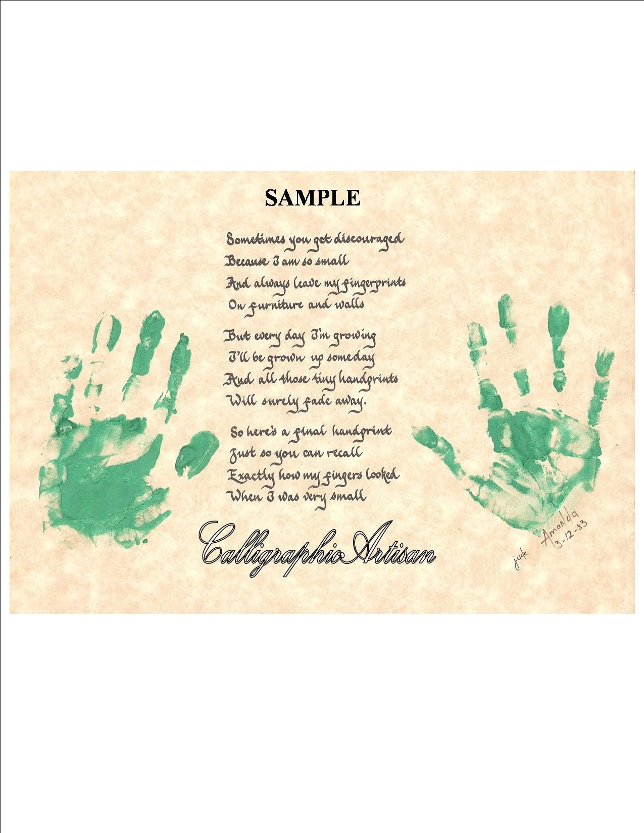 Hand Scribed #39 Childrens #39 Handprint Poem #39 by CalligraphicArtisan