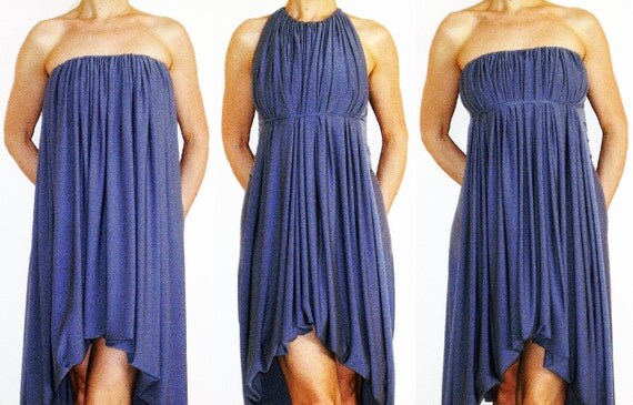 Convertible Wrap Infinity Multi - way dress or Tunic in Bluish-grey jersey - more than 18 ways to wear, No.1
