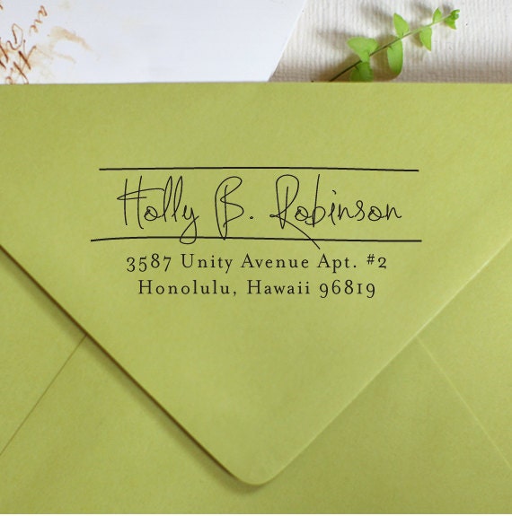 Custom Address Stamp - Wood Handle - cute personal wedding housewarming gift - 1007