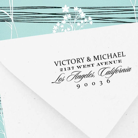 Custom Wood Handle Rubber Address Stamp - great wedding gift - S-0047