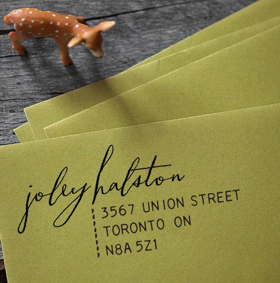 Calligraphy Address Stamp - Wood Stamp - wedding personal housewarming gift - a1023