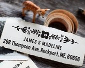 Self Inking Rubber Stamp - organic lines - wedding personal housewarming gift - 1024